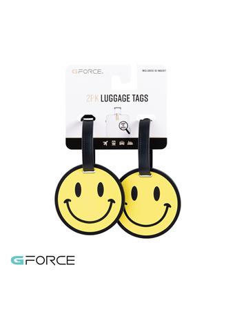 KENNEDY INTERNATIONAL - Luggage Tags with Smiley Face Design - 2 Pack YELLOW