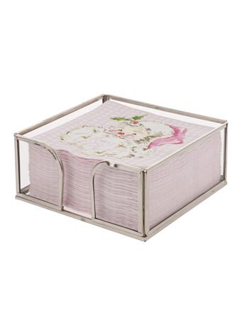 BOSTON INTERNATIONAL - Silver Edge Glass Cocktail Napkin Caddy SILVER