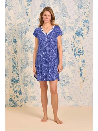 EILEEN WEST - 36IN Short Sleeveless Gown NAVY/PRT
