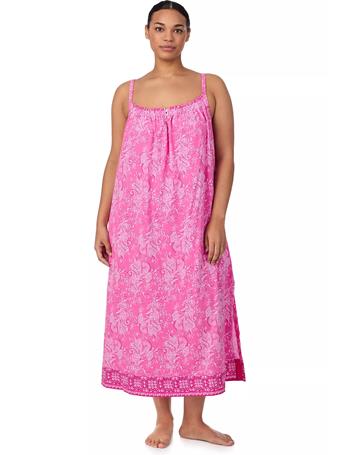 RALPH LAUREN - Double Strap Smocked Neck Ballet Nightgown PINK PAIS