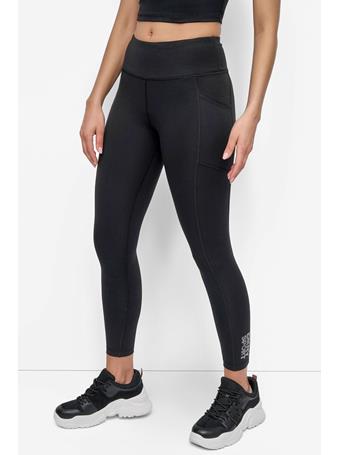 DKNY - Logo-Embellished 7/8-Length Legging BLACK/SILVER