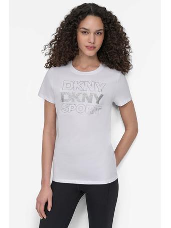 DKNY - Embellished Logo Tee PEBBLE/SILVER