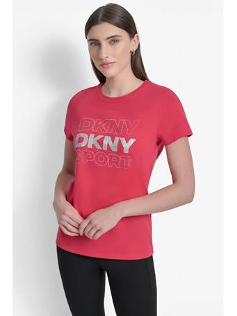 DKNY - Embellished Logo Tee AZALEA/SILVER