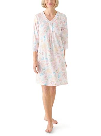MISS ELAINE - Women's Cottonessa Long Sleeve Short Gown VINT BLOOMS