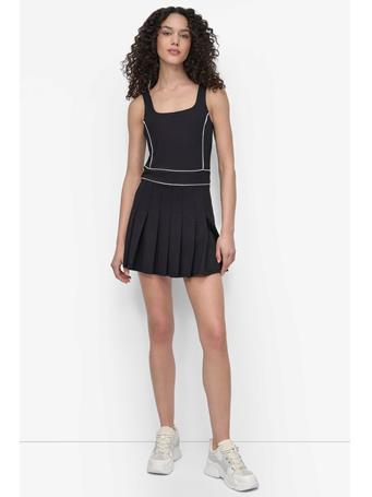DKNY - Pleated Tennis Dress BLK/WHT