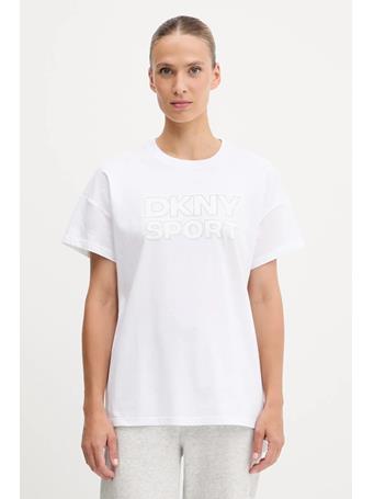 DKNY - Women's Crew Neck Logo Tee WHT/SILVER