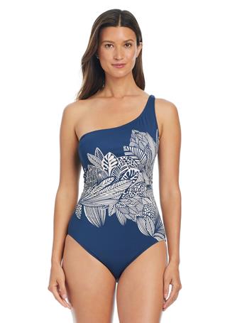 BLEU ROD BEATTIE - Bali Breeze One Shoulder One-Piece Swimsuit MIDNIGHT