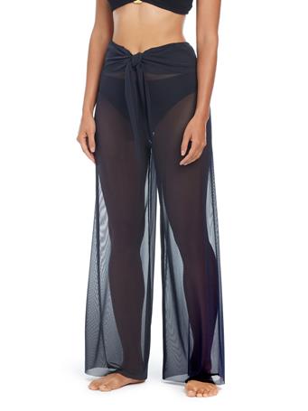 BLEU ROD BEATTIE - Be Transparent Tie-Front Pants Cover-Up BLACK