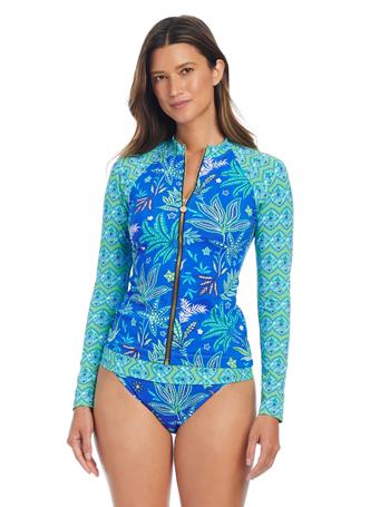 BLEU ROD BEATTIE - Desert Bloom Rashguard Swim Top DAHLIA