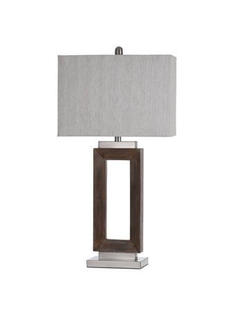 STYLECRAFT LAMPS - Eamon Moulded Hollow Rectangle with Brushed Steel Accents Table Lamp BROWN
