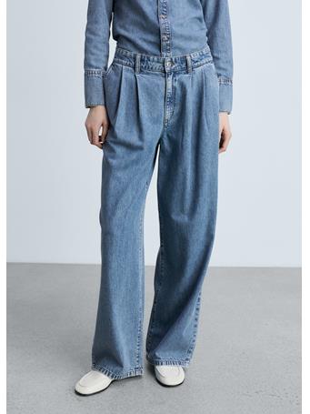 MANGO - Wide-leg Pleated Jeans MEDIUM BLUE