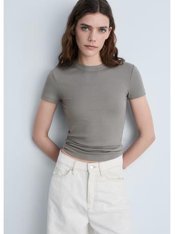 MANGO - Short-sleeved Fitted T-shirt MEDIUM BROWN
