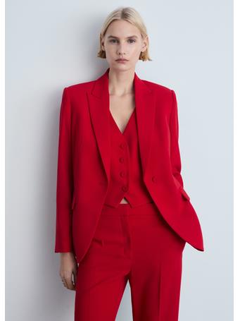MANGO - Iguana Structured Suit Jacket BRIGHT RED