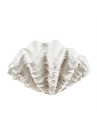 UMA HOME DECOR - Cream Resin Shell Textured Decorative Sculpture WHITE