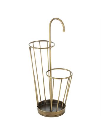UMA HOME DECOR - Gold Metal 2 Section Umbrella Stand with Umbrella Shaped Handle GOLD