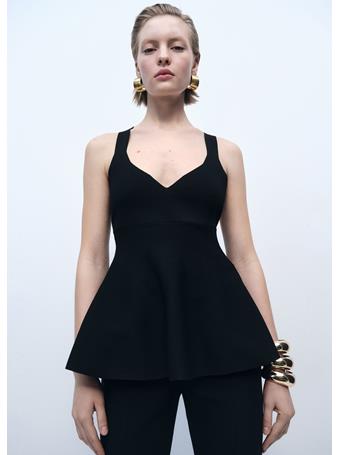 MANGO - Flared Knitted Top With Open Back BLACK