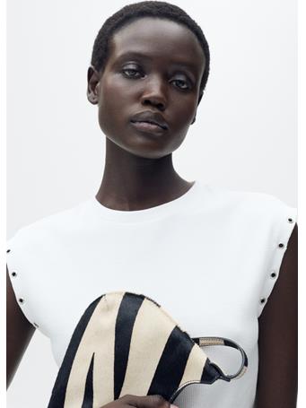 MANGO - Ribbed T-shirt With Die-cut Trim WHITE