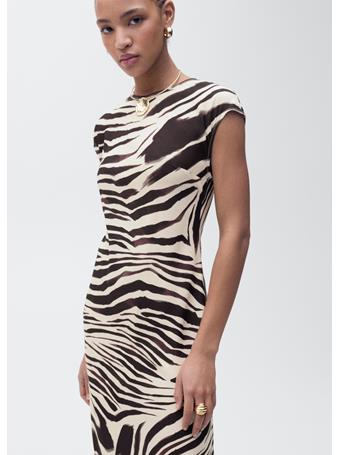 MANGO - Zebra-print Midi-dress NATURAL WHITE