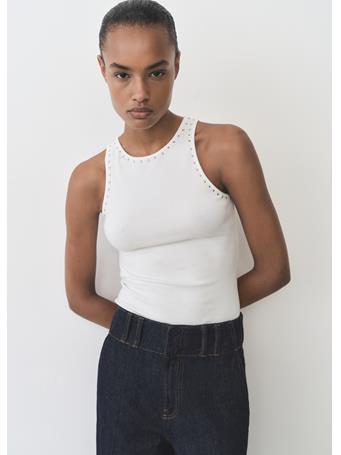 MANGO - Cotton Top Stud Detail WHITE