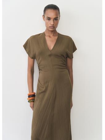 MANGO - Lyocell-blend Dress With Draped Details MEDIUM BROWN