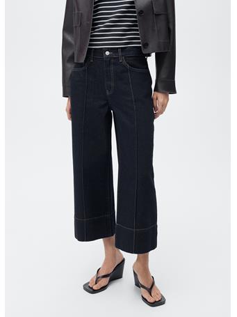 MANGO - Jeans Wideleg Crop Seams DARK BLUE
