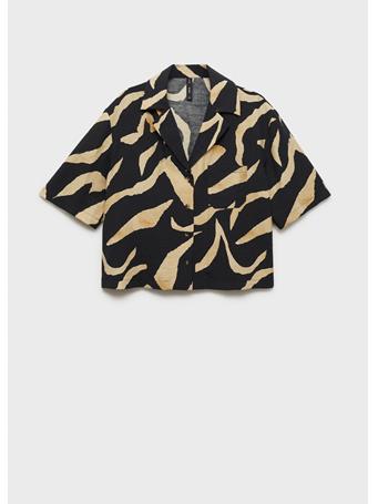 MANGO - Shirt Plumas BLACK