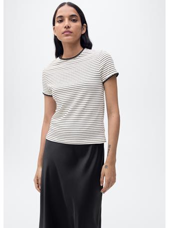 MANGO - Cotton T-shirt With Contrasting Trim NATURAL WHITE