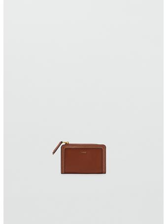 MANGO - Small Leather-effect Wallet MEDIUM BROWN