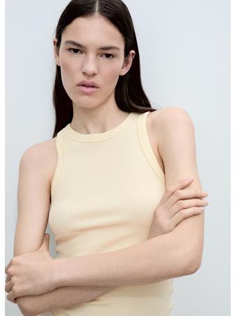 MANGO - Ribbed Cotton-blend Top YELLOW
