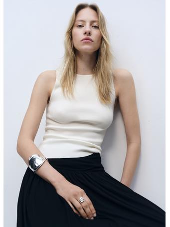 MANGO - Sleeveless Fitted Knitted Top NATURAL WHITE