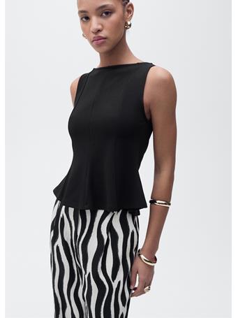 MANGO - A-line Boat-neck Top BLACK