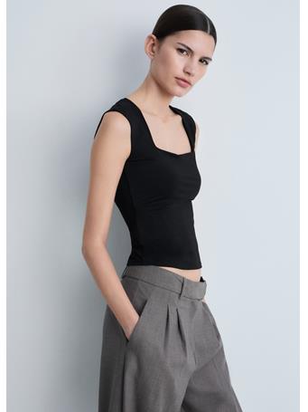 MANGO - Square-neck Strappy Top BLACK