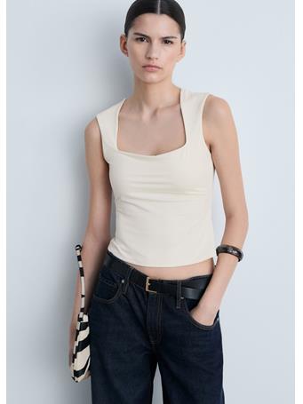 MANGO - Square-neck Strappy Top NATURAL WHITE