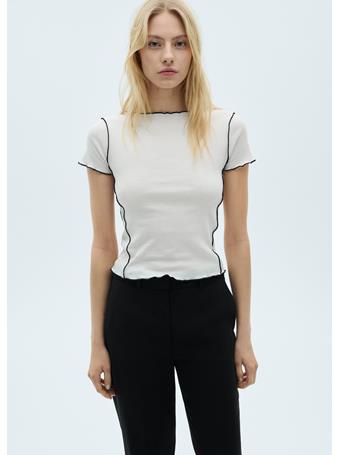 MANGO - Crop Top T-shirt With Contrasting Trim WHITE