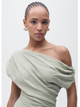 MANGO - Asymmetrical Draped Short Dress MEDIUM BLUE