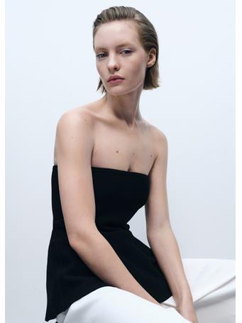 MANGO - A-line Knitted Bandeau Top BLACK