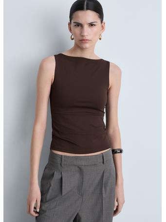 MANGO - Fitted Boat-Neck Sleeveless Top DARK BROWN