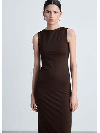 MANGO - Long Dress With Back Opening DARK BROWN