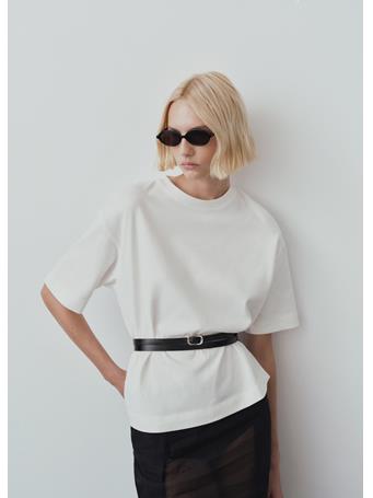 MANGO - Oversize Cotton T-shirt NATURAL WHITE