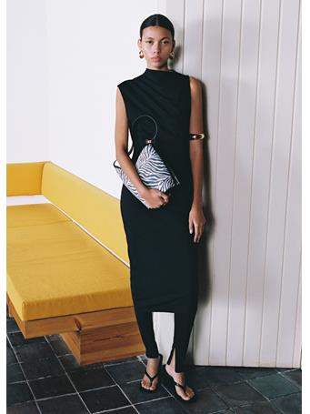 MANGO - Large Zebra-print Bucket Bag BLACK