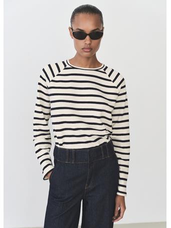 MANGO - Striped Round-neck Sweatshirt NAVY