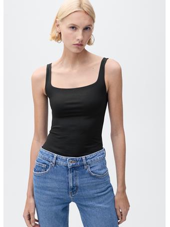 MANGO - Sleeveless Fitted Bodysuit BLACK