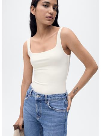 MANGO - Sleeveless Fitted Bodysuit NATURAL WHITE
