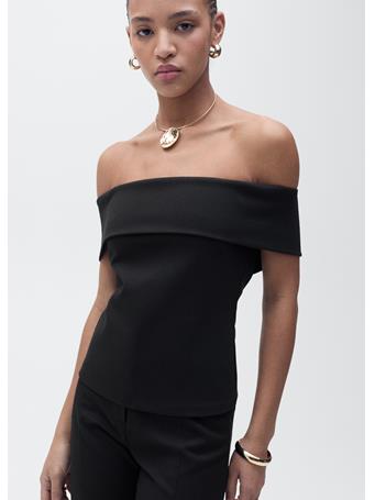 MANGO - Off-shoulder Top BLACK
