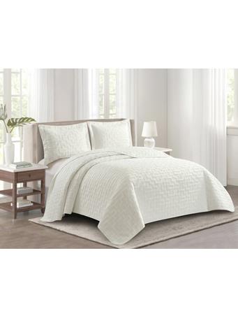 MARINER HOME - Jacquard 3 Piece Quilt WHITE