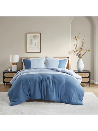 COMFORT SPACES - Marty Soft Washed Color Block Comforter Set BLUE