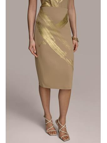 DONNA KARAN - Knit Skirt with Brushstroke Print HZLNUT COMBO