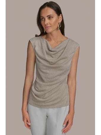 DONNA KARAN - Sleeveless Boatneck Top TUSCAN GREY