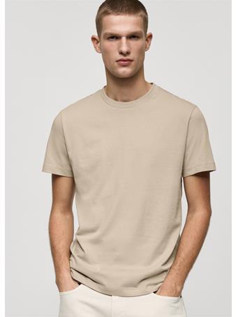 MANGO - 100% Cotton Slim-fit T-shirt CREAM