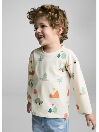 MANGO - Printed Long Sleeve T-shirt BEIGE